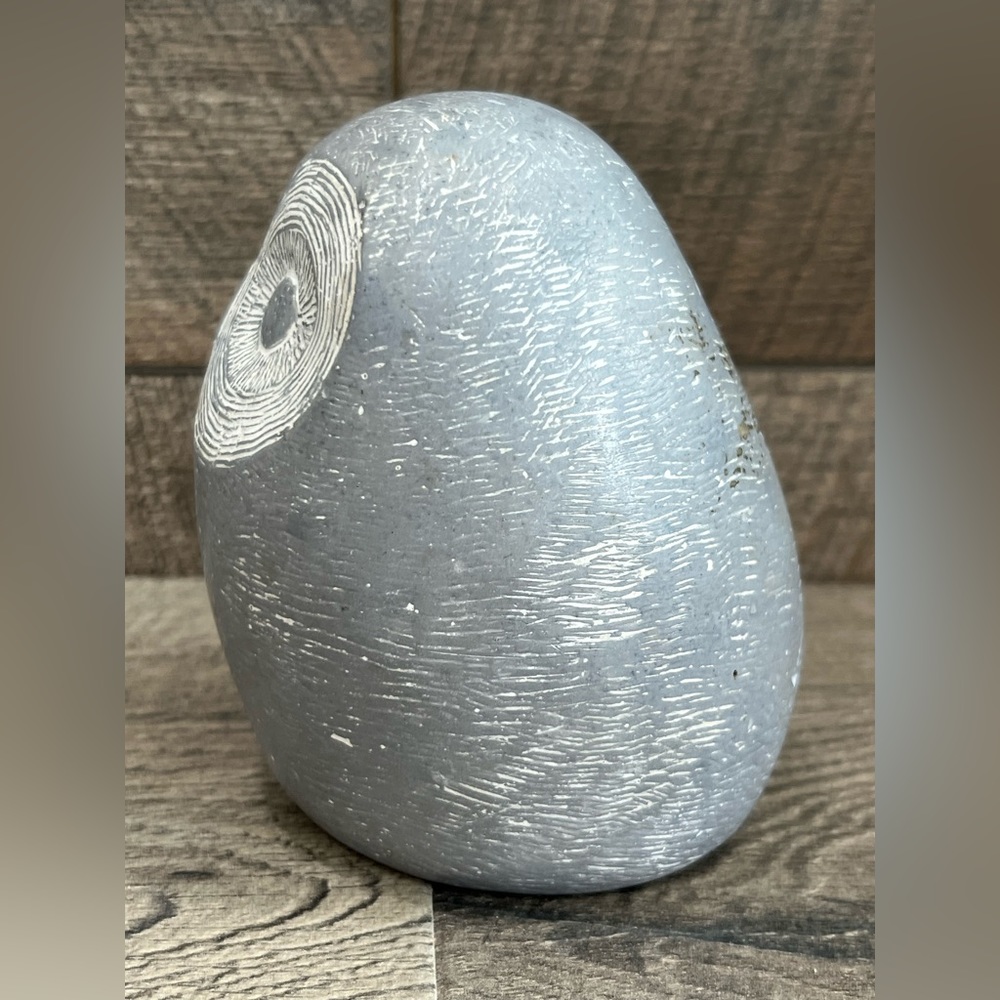 Islay Grimes Cast Stone Owl Art Sculpture MCM Gray White Mid Century Artist 3.5” - Picture 2 of 7